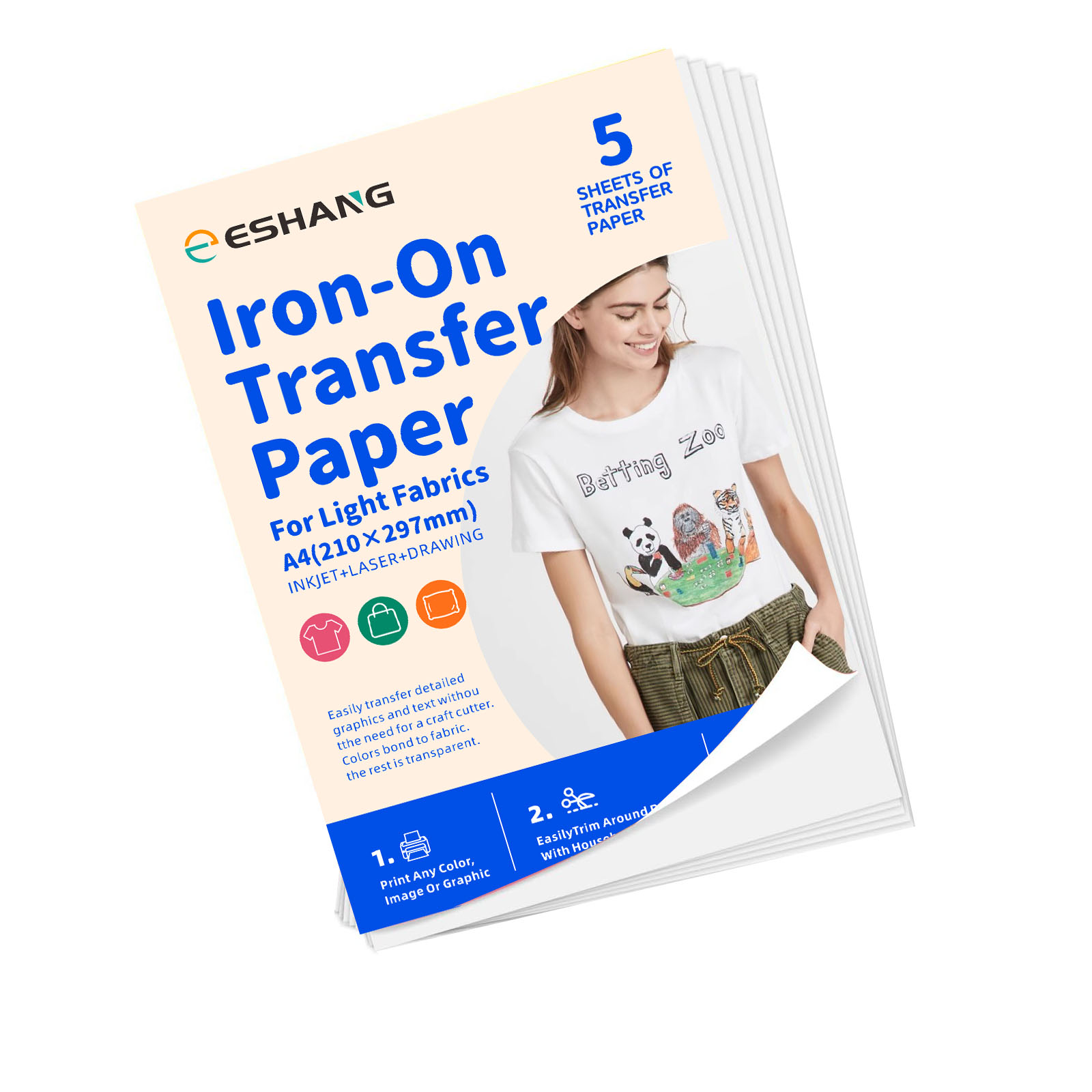 Transfer Paper Carbon - 5-arkuszowy papier termotransferowy A4 do koszulek