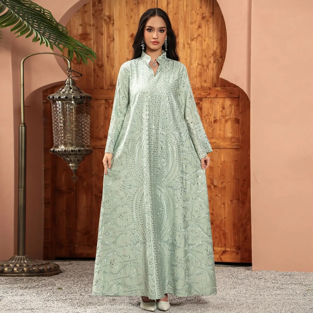 Embroidery Arabic - Elegancka Dubajska Sukienka Damska Abaja Haft