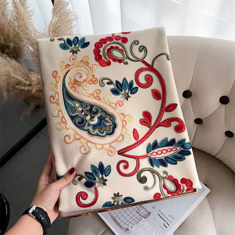 Embroidery Pashmina - 2024 modny szalik zimowy gruby szal