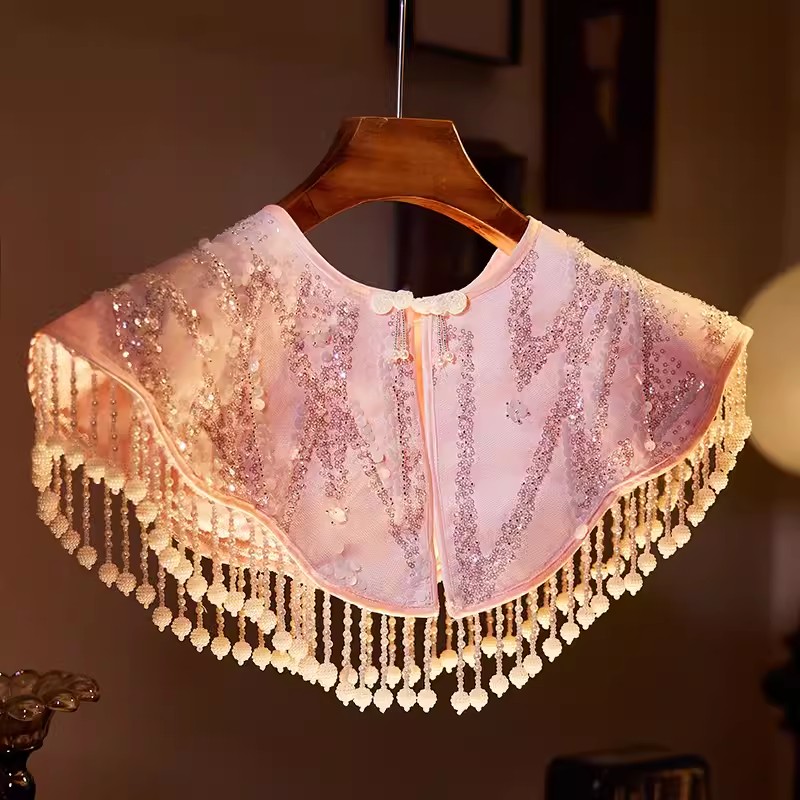 Embroidery Pashmina - Damska Wiosenno-Letnia Haftowana Luksusowa Perłowa Koralikowa
