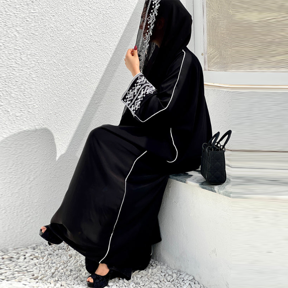 Embroidery Arabic - Moda klasyczna haftowana Abaya hidżab sukienka