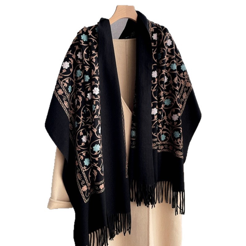 Nowy kaszmirowy szal z haftem  – Embroidery Pashmina recenzja i cena