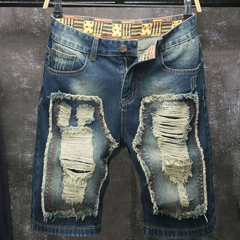 Nowe męskie szorty jeansowe w  – Embroidery Patches recenzja i cena